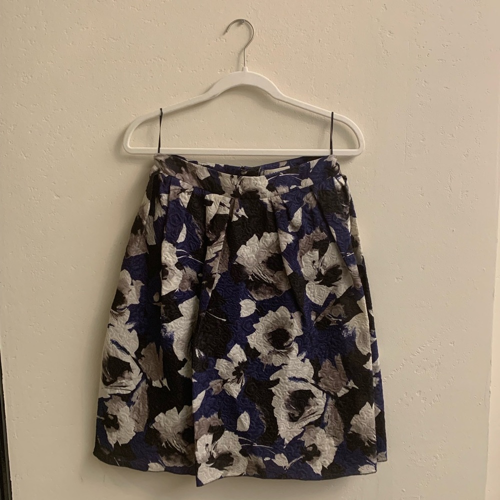 Lanvin 2010 Floral Print Women's Skirt - Black, Blue, White